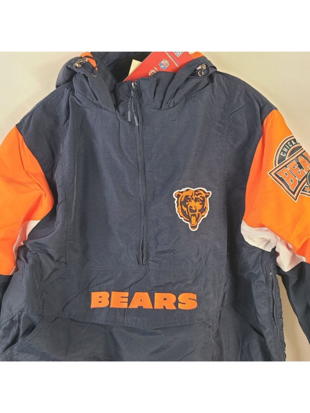 NEW Chicago Bears NFL Team Apparel Pullover Half-Zip Hooded Jacket Sz M - Picture 3 of 11